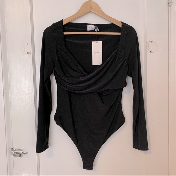 Club L London Tops - NWT Black thong bodysuit